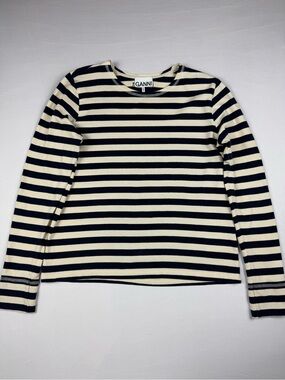 Ganni Striped Cotton Jersey Long Sleeve
Tee